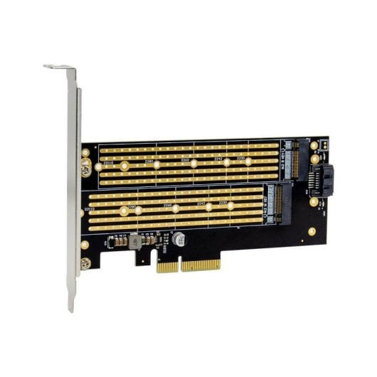 Tarjeta adaptadora MicroConnect MC-PCIE-X4M2 PCIe x4 M.2 NVMe Dual Slot Negro