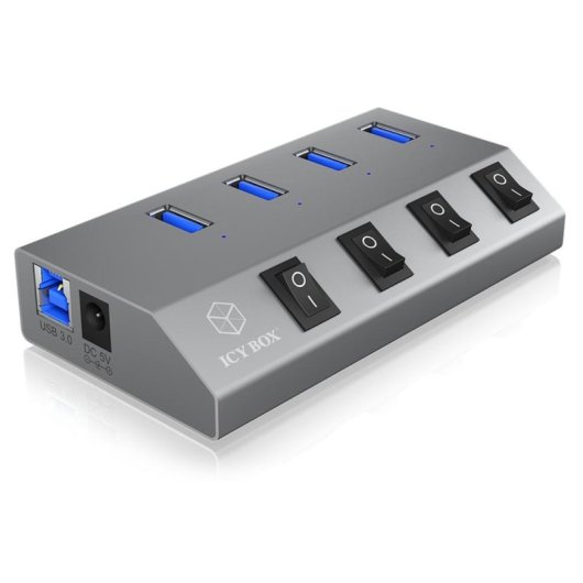 Hub ICY BOX 4 ports 5 Gbit/s IB-HUB1405 aluminium alimentation AC LED