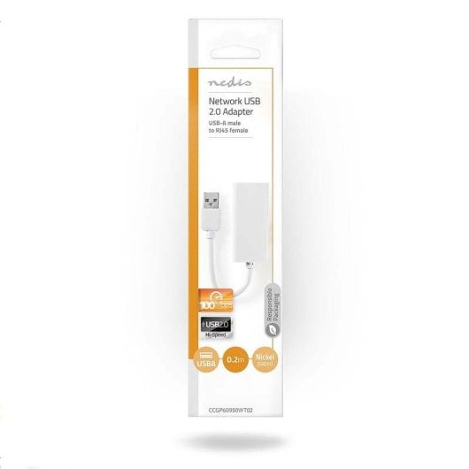 Adaptador USB a RJ45 Nedis CCGB60950WT02 0,2 m blanco 100 Mbps ABS