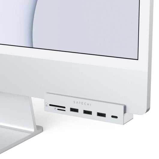 Base per laptop Satechi ST-UCICHS USB-C Clamp Hub 3x USB-A Slot SD per iMac 24" Argento