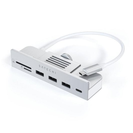 Base per laptop Satechi ST-UCICHS USB-C Clamp Hub 3x USB-A Slot SD per iMac 24" Argento