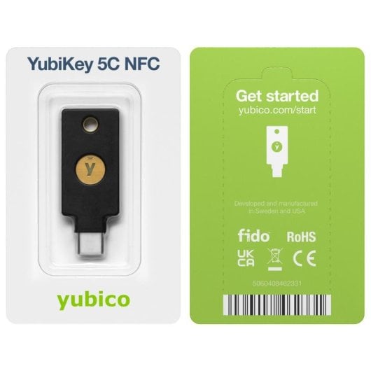 Control de Acceso Yubico YubiKey 5C NFC Llavero Tarjeta Sin Contraseña Multifactor