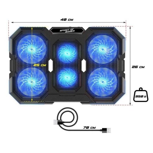 Refroidisseur pour ordinateur portable Spirit of Gamer SOG-VE700RGB 6 ventilateurs RGB