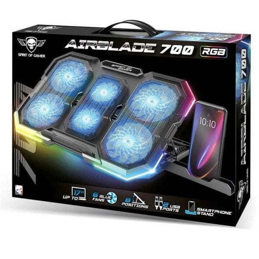 Refroidisseur pour ordinateur portable Spirit of Gamer SOG-VE700RGB 6 ventilateurs RGB