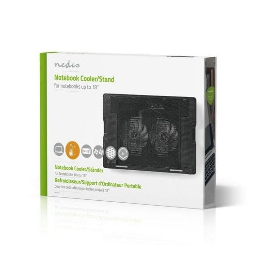 Notebook-Kühler NEDIS NBCR200BK 2x140 mm USB-Hub Ergonomisch 18 Zoll Schwarz