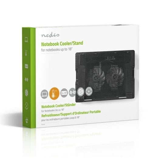 Notebook-Kühler NEDIS NBCR200BK 2x140 mm USB-Hub Ergonomisch 18 Zoll Schwarz