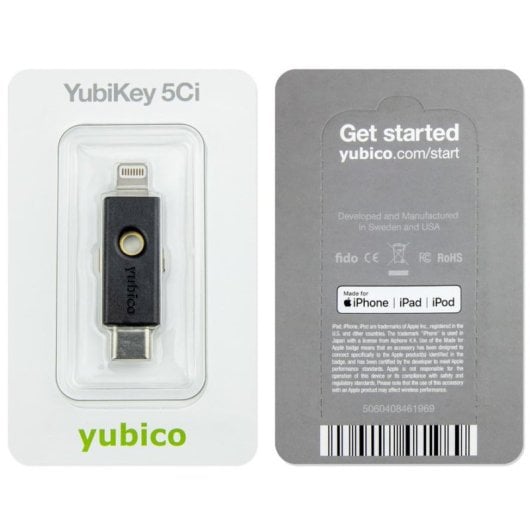 Autenticador de hardware Yubico YubiKey 5Ci USB-C Lightning Preto compatível multiplataforma
