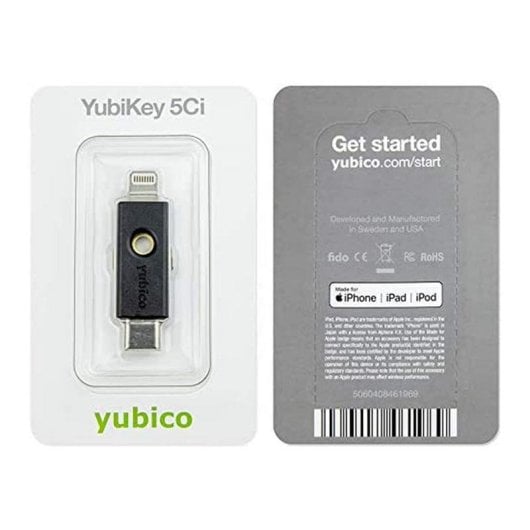 Autenticador de hardware Yubico YubiKey 5Ci USB-C Lightning Preto compatível multiplataforma