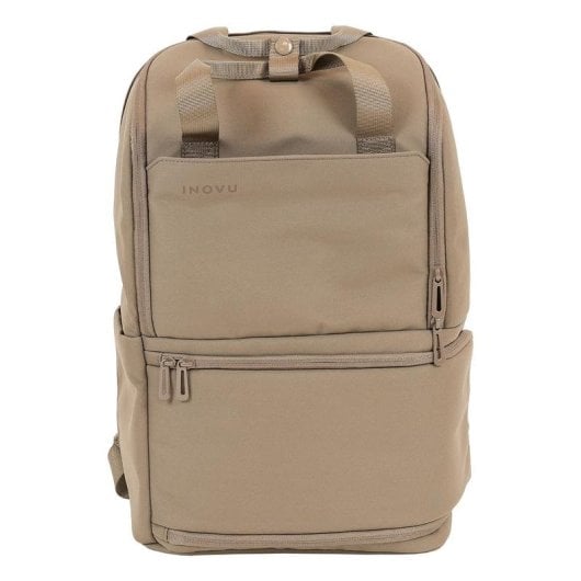 Sac à dos INOVU Genius Beige pour ordinateur portable 15,6" étanche et compartiment accessoires