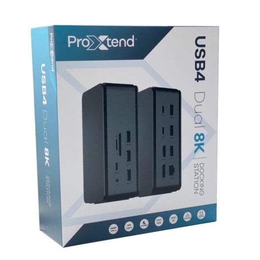 Estação de acoplamento ProXtend DOCK2XUSB4 USB4 Dual 8K Alumínio Cinzento