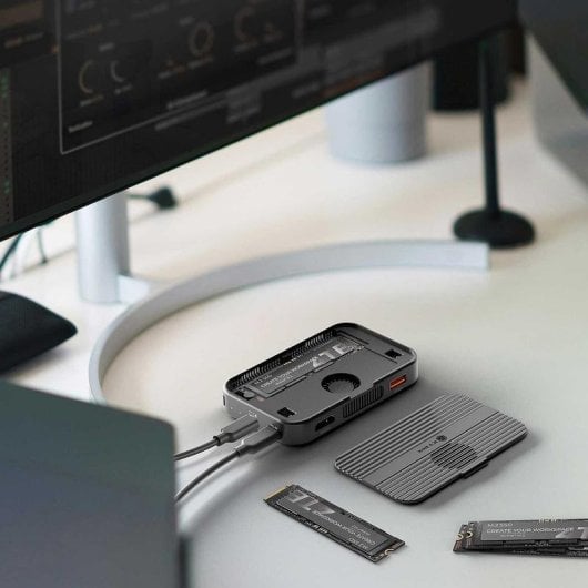 Base de conexão ICY BOX IB-DK4071M-CU31 SSD M.2 SATA/NVMe USB-C HDMI 4K Leitor Cartão