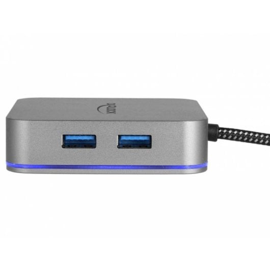 Estación dock DeLock 87742 USB-C HDMI RJ-45 USB-A PD 87W LED gris metálica