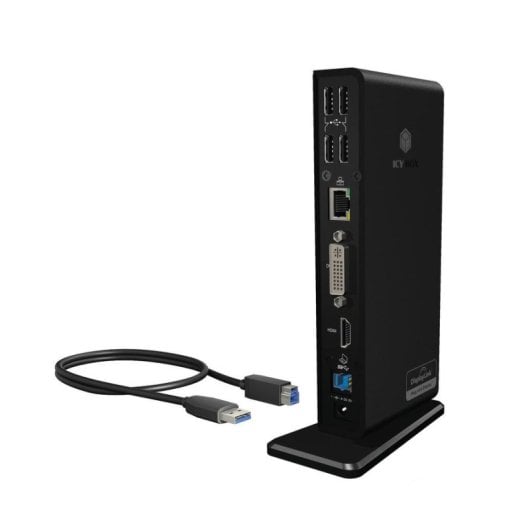 Base para Portátil ICY BOX IB-DK2241AC USB 3.2 HDMI DVI GigaLAN Preto