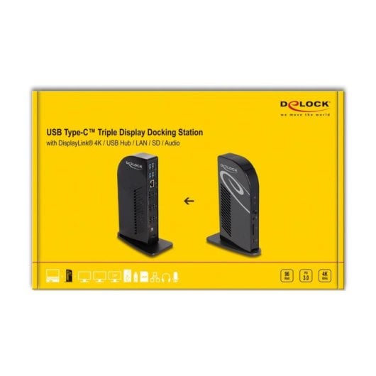Station d'accueil DeLock 88051 triple affichage USB-C DisplayLink 4K PD 96 W