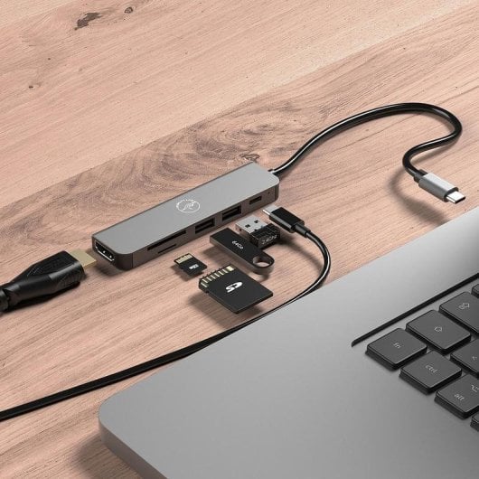 Hub USB-C Mobility Lab ML312873 6-en-1 HDMI SD USB 60W PD
