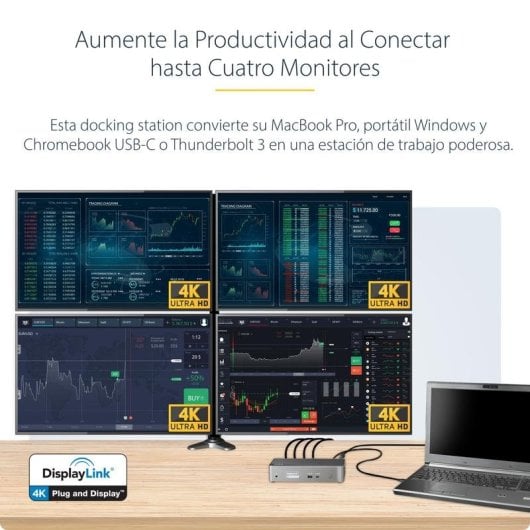 Base para portátil Startech DK31C4DPPDUE Quad 4K HDMI DisplayPort USB-C 100W PD