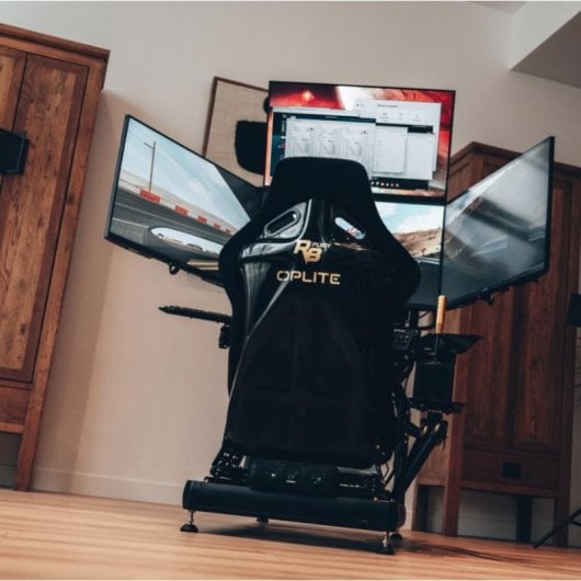 Supporto monitor Oplite OP-R8-4MMW bianco in acciaio regolabile per simulatori