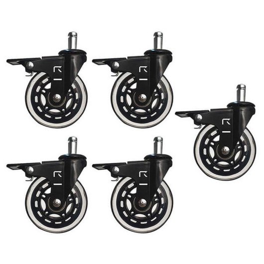 Roue REKT ROLLER-BREAK-BK roue en caoutchouc jeu de 5, compatible parquet et moquette