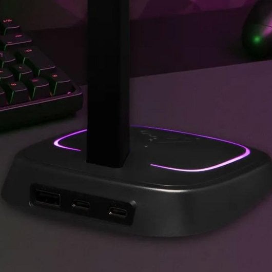 Supporto cuffie The G-Lab K-Stand Neon RGB HUB USB base antiscivolo Nero