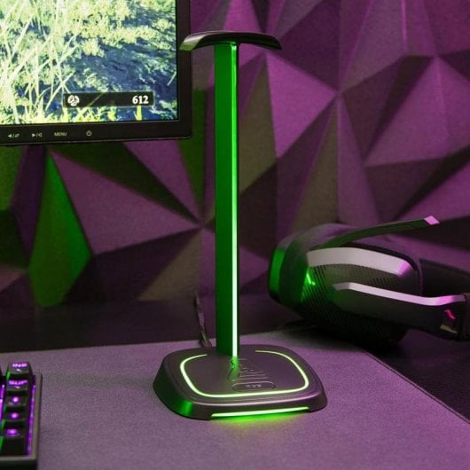 Supporto cuffie The G-Lab K-Stand Neon RGB HUB USB base antiscivolo Nero