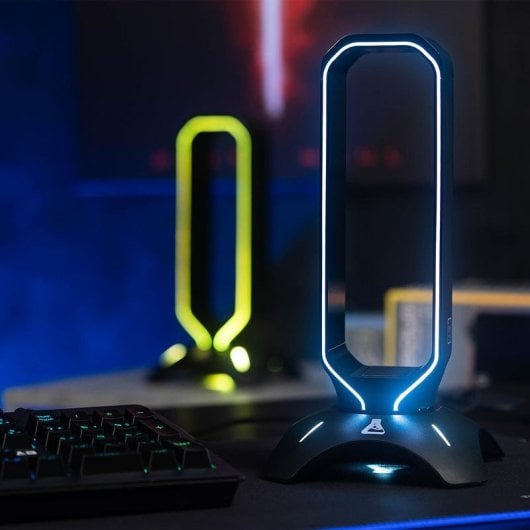 Supporto cuffie The G-Lab K-STAND RADON con illuminazione RGB e 2 porte USB