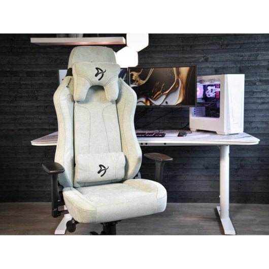Fauteuil Gaming Arozzi Vernazza SoftFabric Pearl Green accoudoirs 3D dossier inclinable