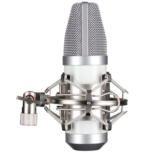 Microphone Woodbrass 354024 USB cardioïde blanc spécial streaming et gaming