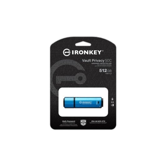 Pen USB Kingston IronKey Vault Privacy 50C 512GB Criptografia AES-256 USB-C