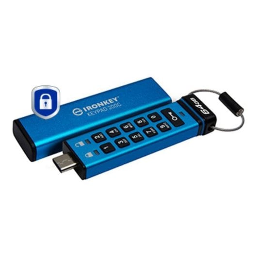 Unità Flash USB Kingston IronKey Keypad 200C 64GB USB-C XTS-AES FIPS 140-3