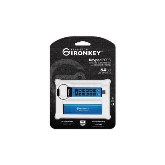 Unità Flash USB Kingston IronKey Keypad 200C 64GB USB-C XTS-AES FIPS 140-3
