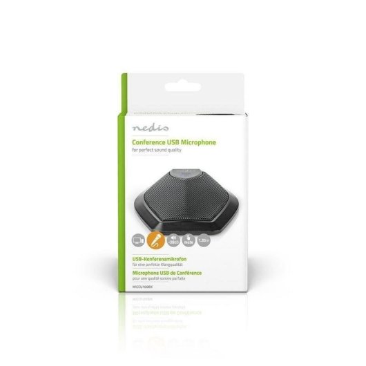 Micrófono Nedis MICCU100BK USB omnidireccional con botón de silencio