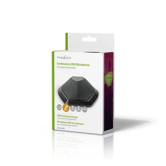 Micrófono Nedis MICCU100BK USB omnidireccional con botón de silencio
