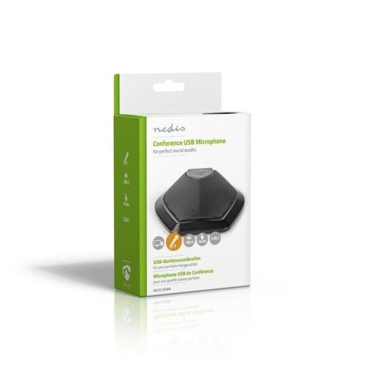 Micrófono Nedis MICCU100BK USB omnidireccional con botón de silencio