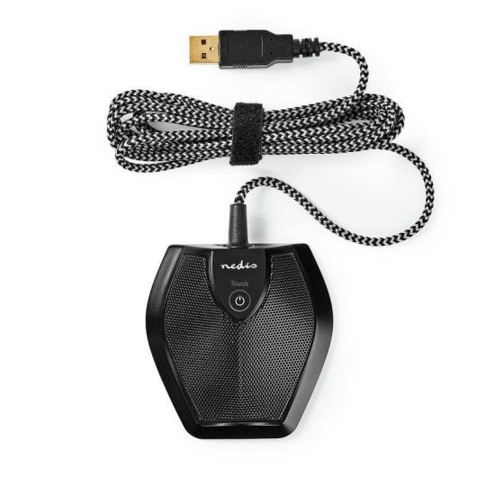 Micrófono Nedis MICCU100BK USB omnidireccional con botón de silencio