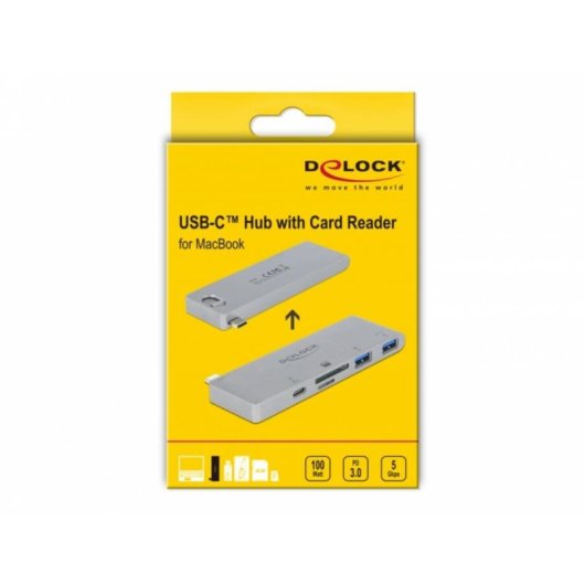 Station d'accueil DeLock 64078 USB-C 3 ports, lecteur SD MicroSD, Power Delivery 100W