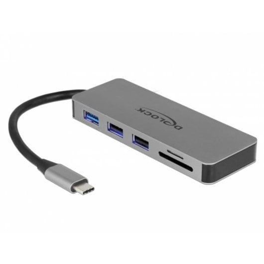 Base para portátil DeLock 87743 USB-C HDMI SD Lector 87 W PD Metal Gris