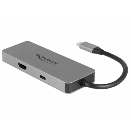 Base para portátil DeLock 87743 USB-C HDMI SD Lector 87 W PD Metal Gris