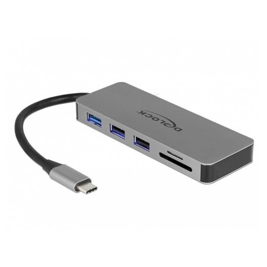 Base para portátil DeLock 87743 USB-C HDMI SD Lector 87 W PD Metal Gris