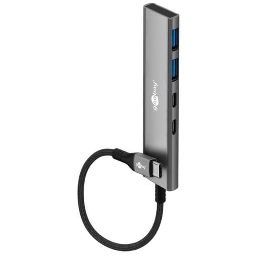Hub Goobay 4 ports 5 Gbit/s modèle 76563 USB-C aluminium ultra-compact