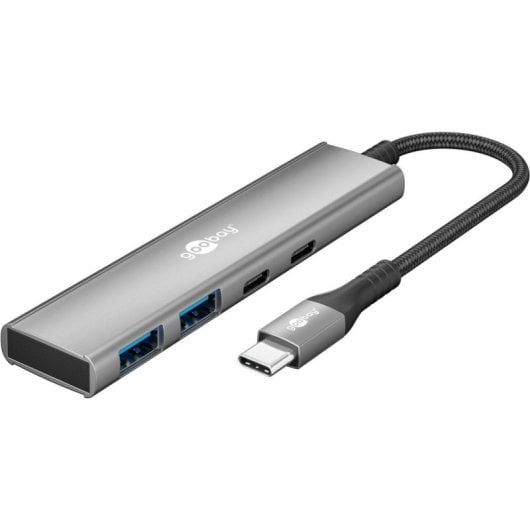Hub Goobay 4 ports 5 Gbit/s modèle 76563 USB-C aluminium ultra-compact