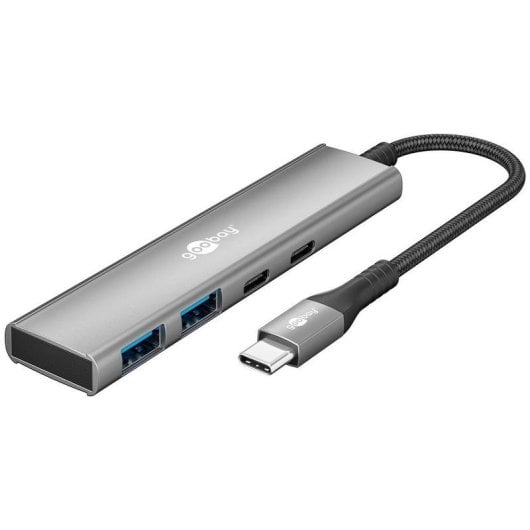 Hub Goobay 4 ports 5 Gbit/s modèle 76563 USB-C aluminium ultra-compact