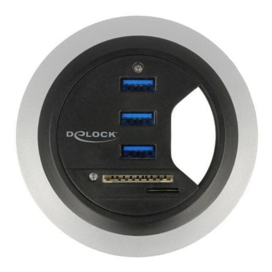 Hub DeLock 3 ports USB 3.0 + lecteur microSD/SD modèle 62869 de bureau