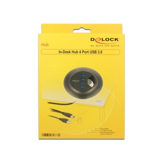 Hub DeLock 4 porte 5000 Mbps 62868 USB 3.2 Gen 1 da scrivania integrabile