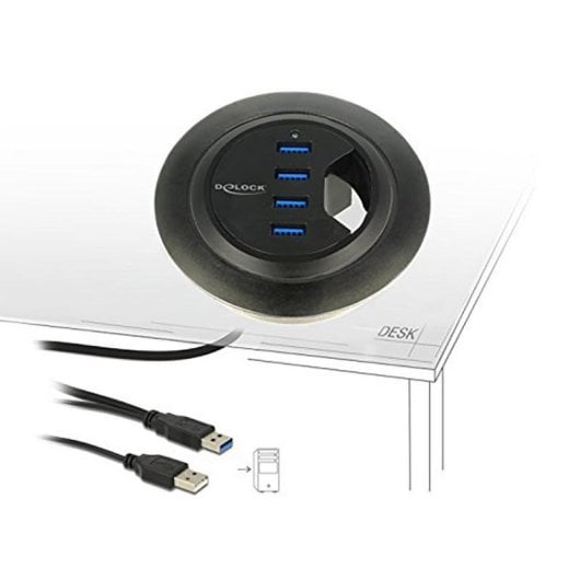 Hub DeLock 4 porte 5000 Mbps 62868 USB 3.2 Gen 1 da scrivania integrabile