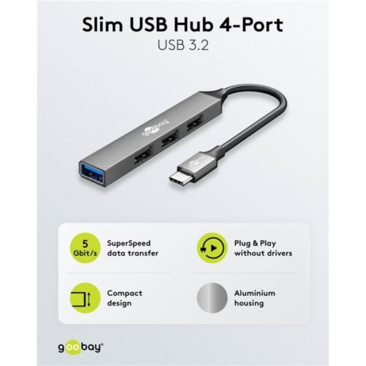 Hub Goobay 4 ports 5000 Mbit/s 74457 USB-C aluminium
