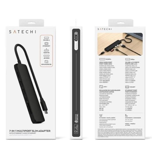 Hub Satechi 7 Ports 10 Gbps Modell ST-P7SK USB-C HDMI Ethernet SD