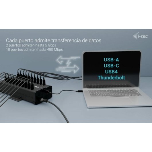Hub i-tec 20 porte USB-C 5 Gbps modello CACHRGHUB20C con ricarica 15W/porta