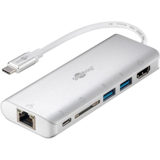 Dock multipuerto Goobay 76788 USB-C 4K Ultra HD aluminio lector SD