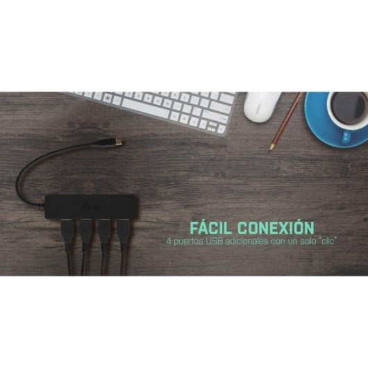 Hub i-tec 4 porte 5 Gbps modello C31HUB404 con USB-C Plug and Play