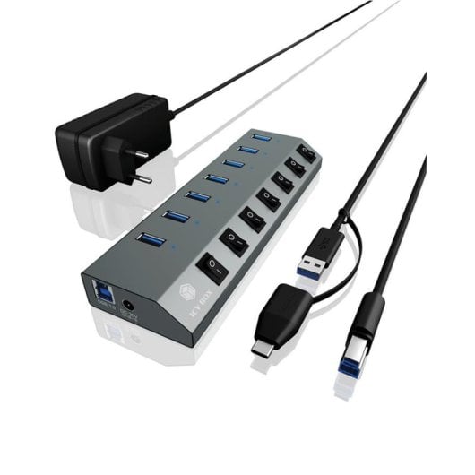 Hub ICY BOX 7 porte USB 5 Gbps IB-HUB1701-C3 alluminio alimentato